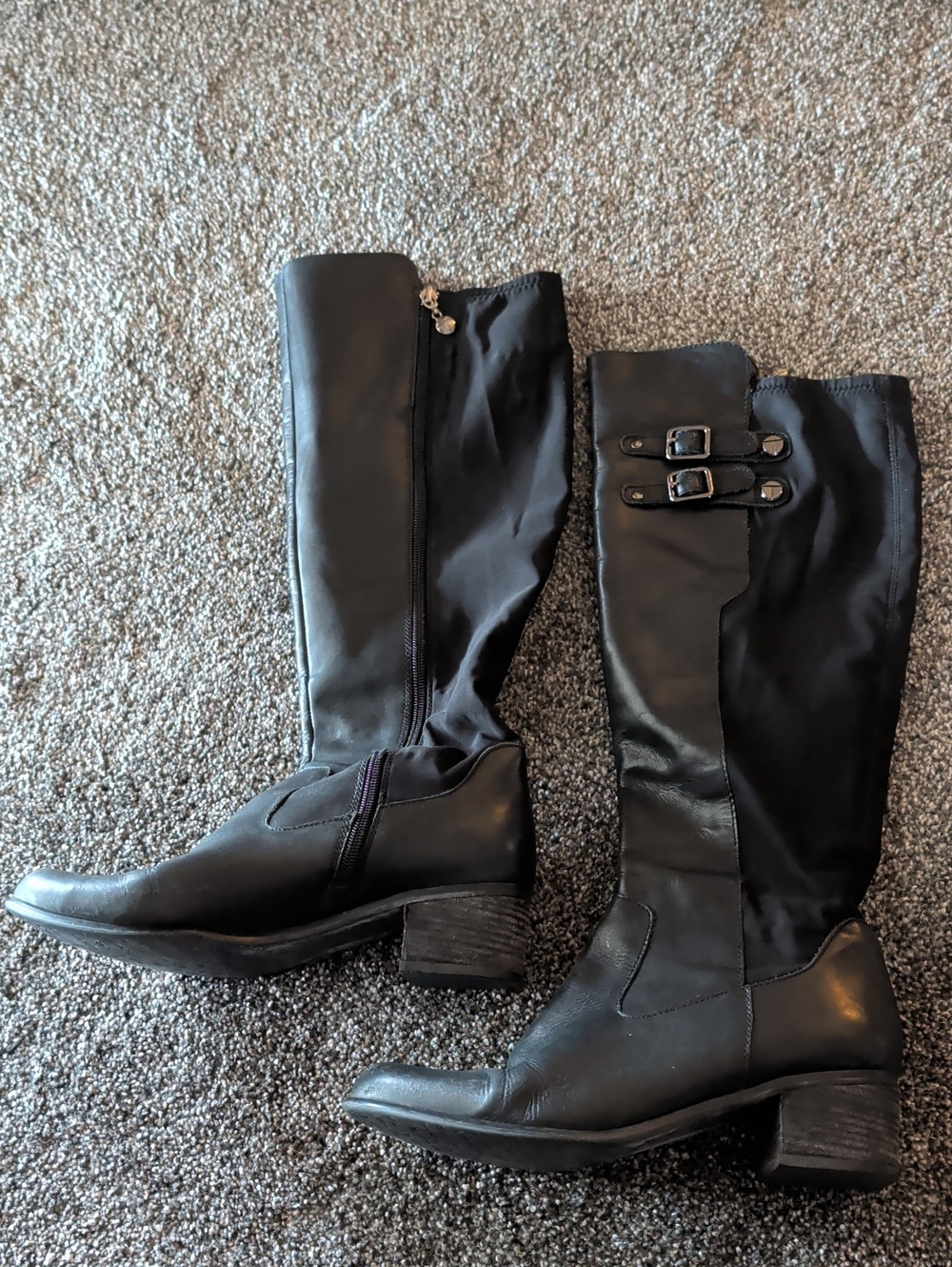 Tahari Black Knee-High Buckle Riding Boots